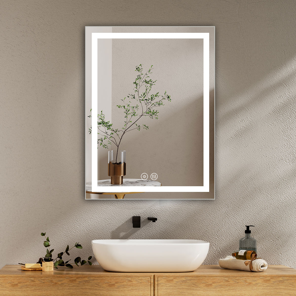 36x28” LED Bathroom Mirror, Anti-Fog, Dimmable 3-Color, Bluetooth Speaker