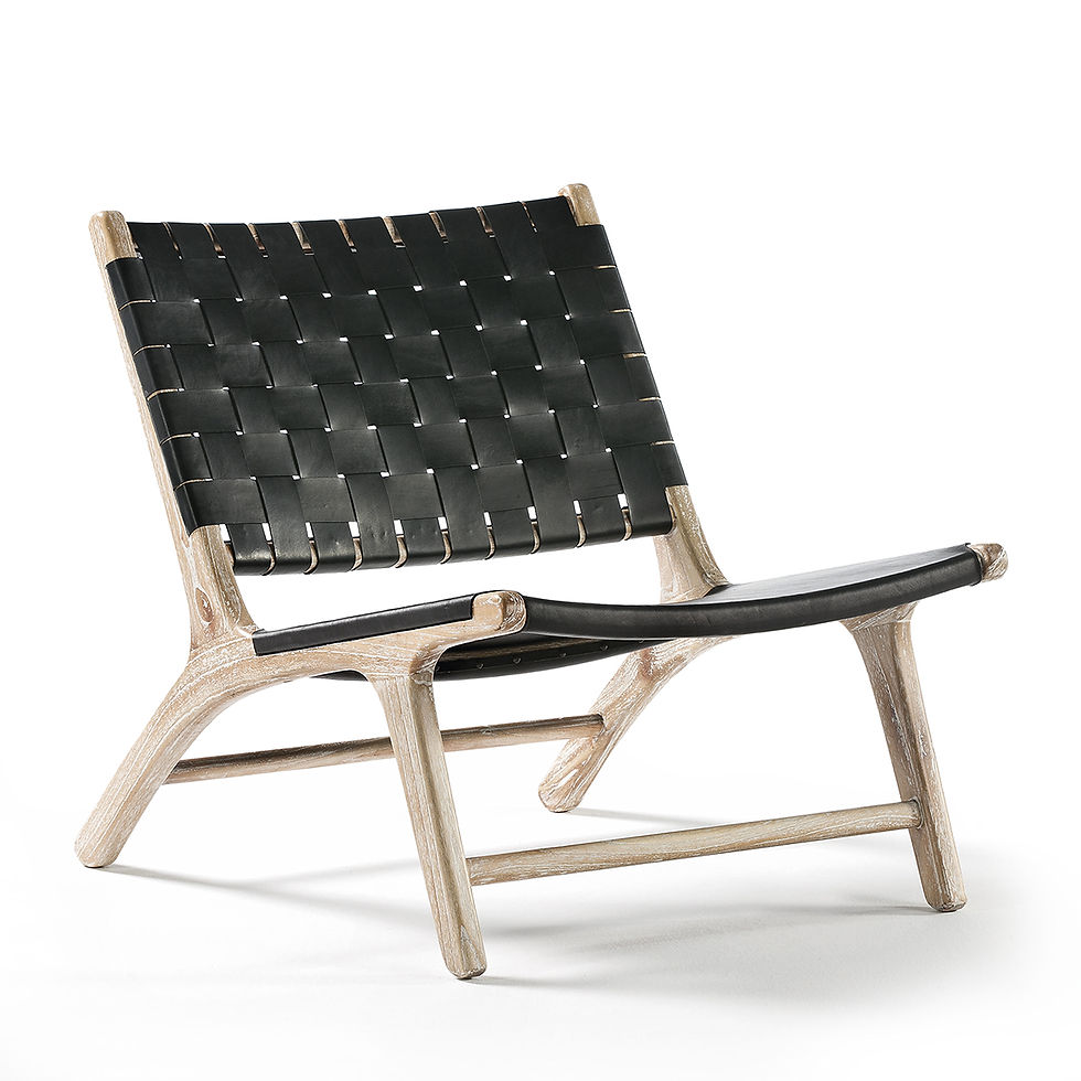 Butaca 64x80x70 Madera Blanco Lavado/ PielNegro