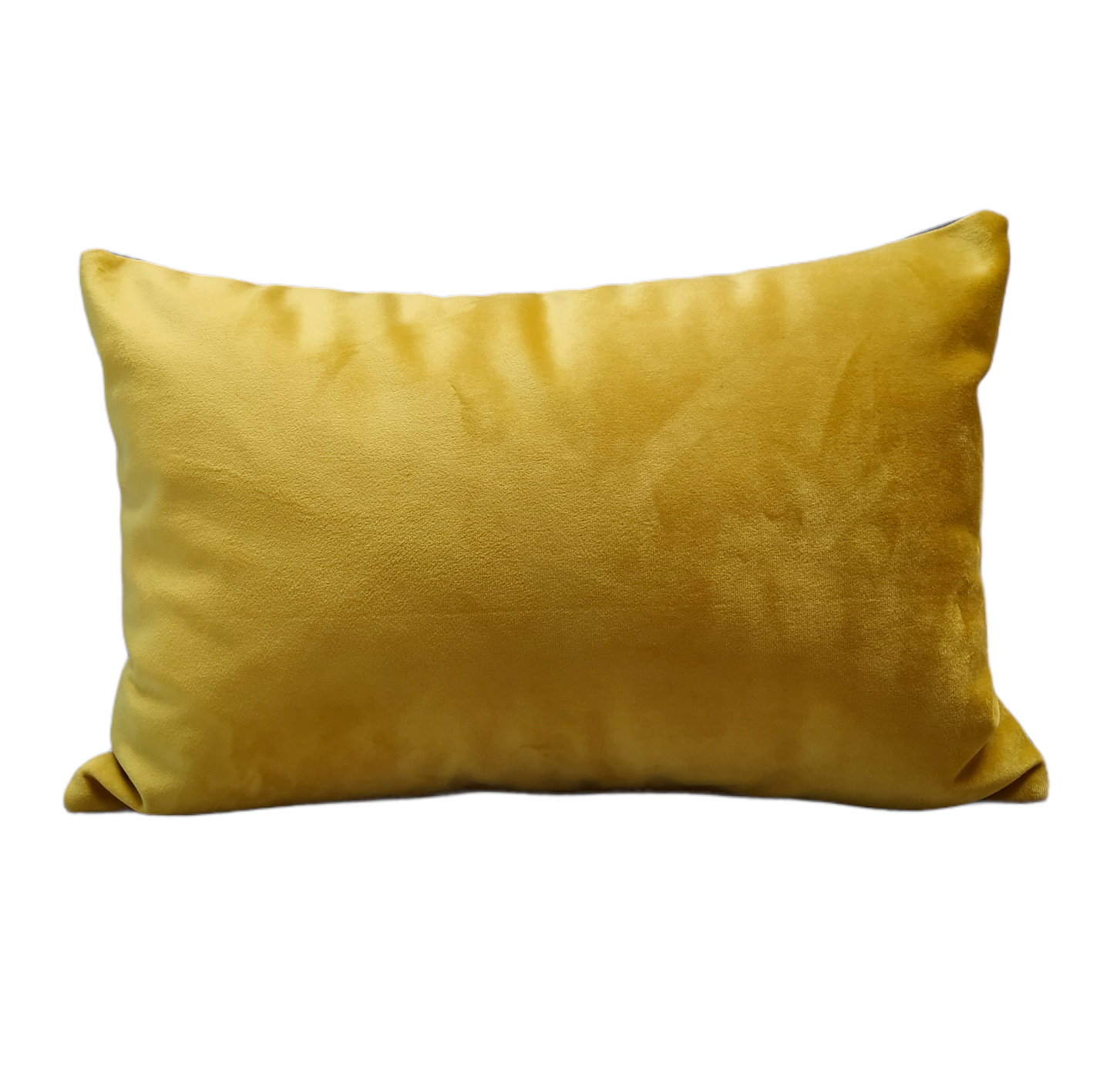 COJÍN DE 45 X 30 DE TERCIOPELO AMARILLO Y GRIS OSCURO