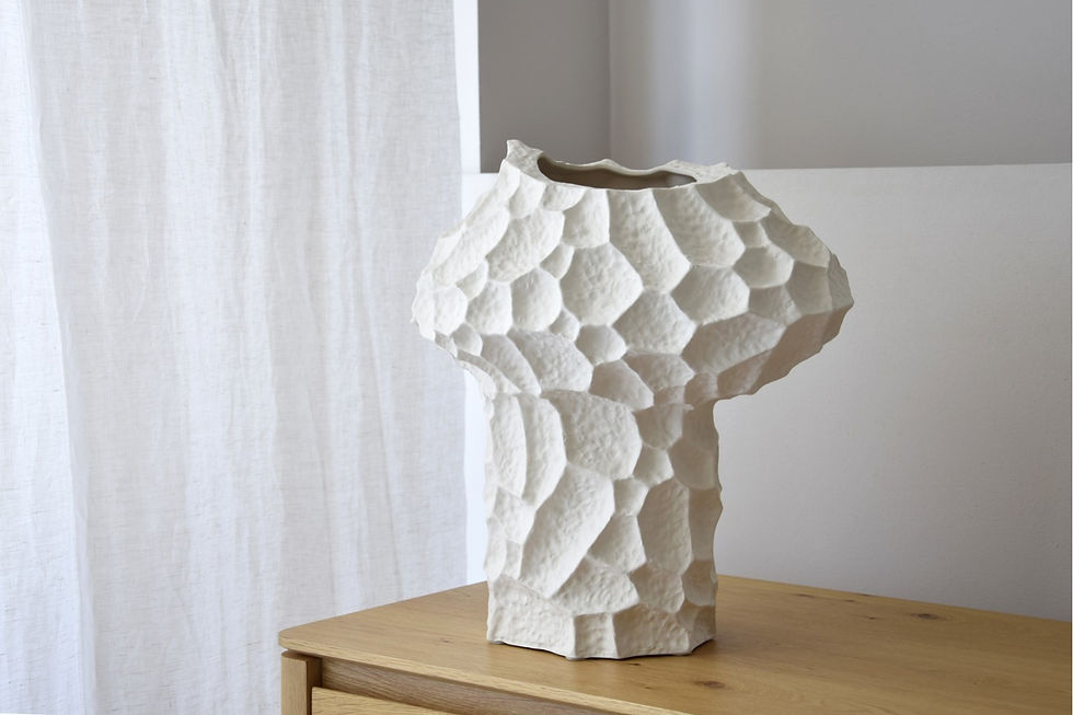 JARRÓN CERÁMICA LUNAR XL. BLANCO. ALTO
. VP Interiorismo.