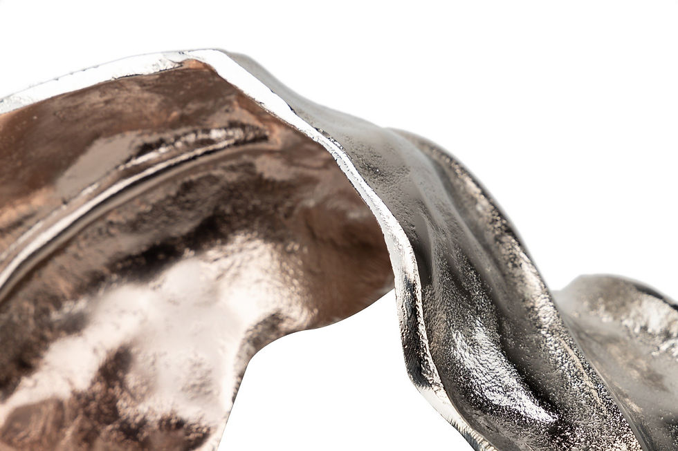 Miniatura: ESCULTURA HOJA ALUMINIO ROSA NICKEL 51X29X16 CM

