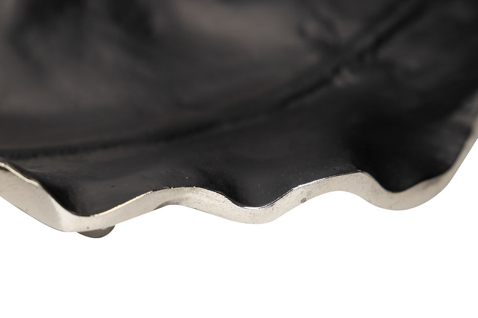 Miniatura: ESCULTURA HOJA ALUMINIO GRIS 39X23X11 CM

