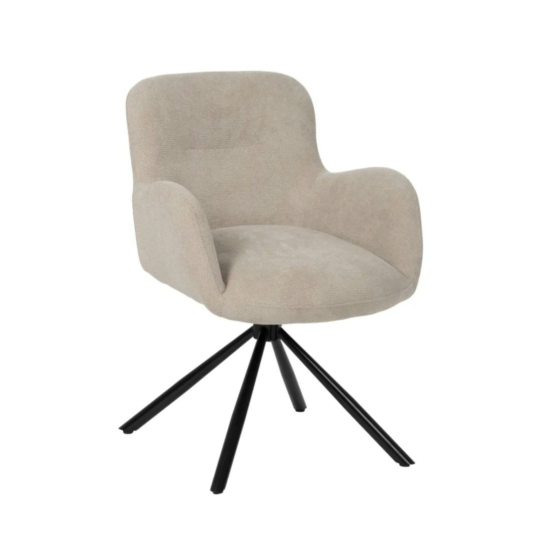 SILLA BEIGE GIRATORIO TEJIDO-METAL 62 X 65 X 82 CM. 