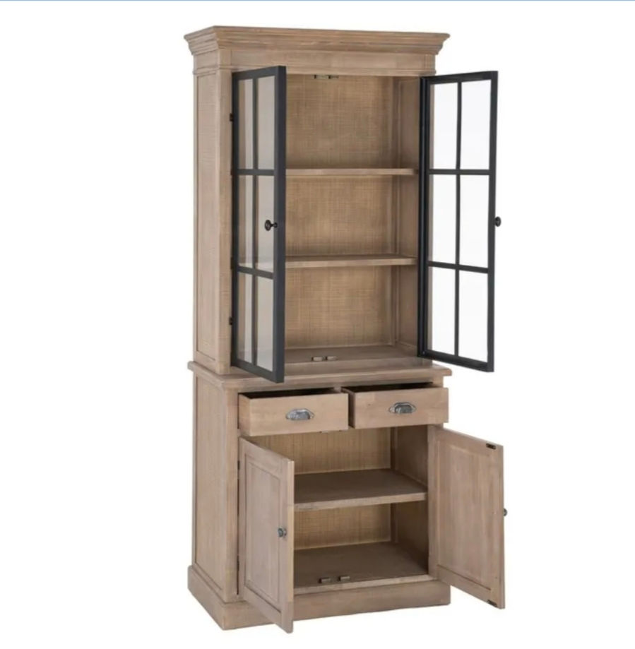 Miniatura: VITRINA NATURAL-NEGRO MADERA DE PINO 87 X 40 X 198 CM