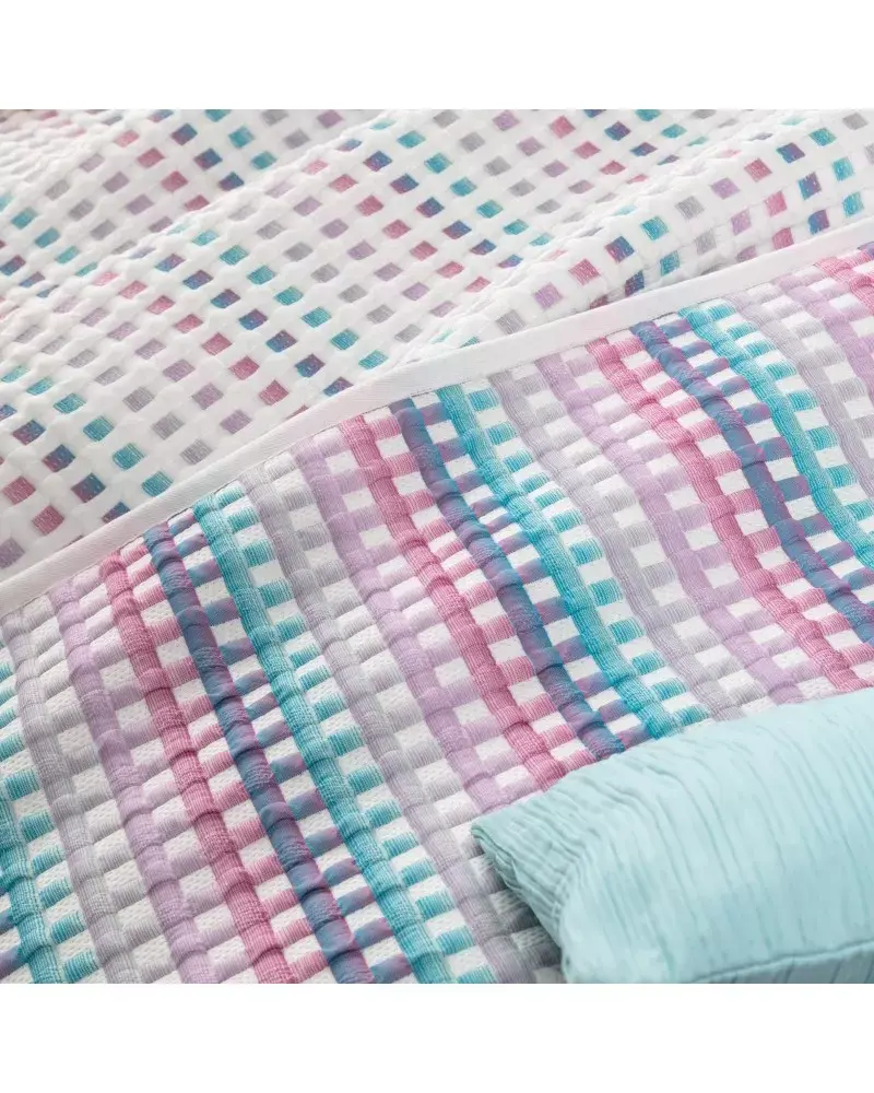 Miniatura: Colcha cubrecama jacquard celdas malva y azul - Party. 90           