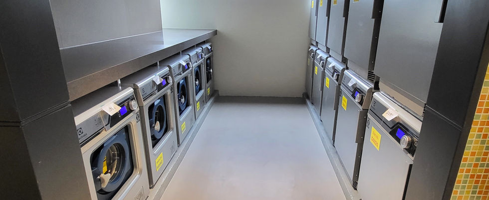 Laundry area with washing machines and dryers