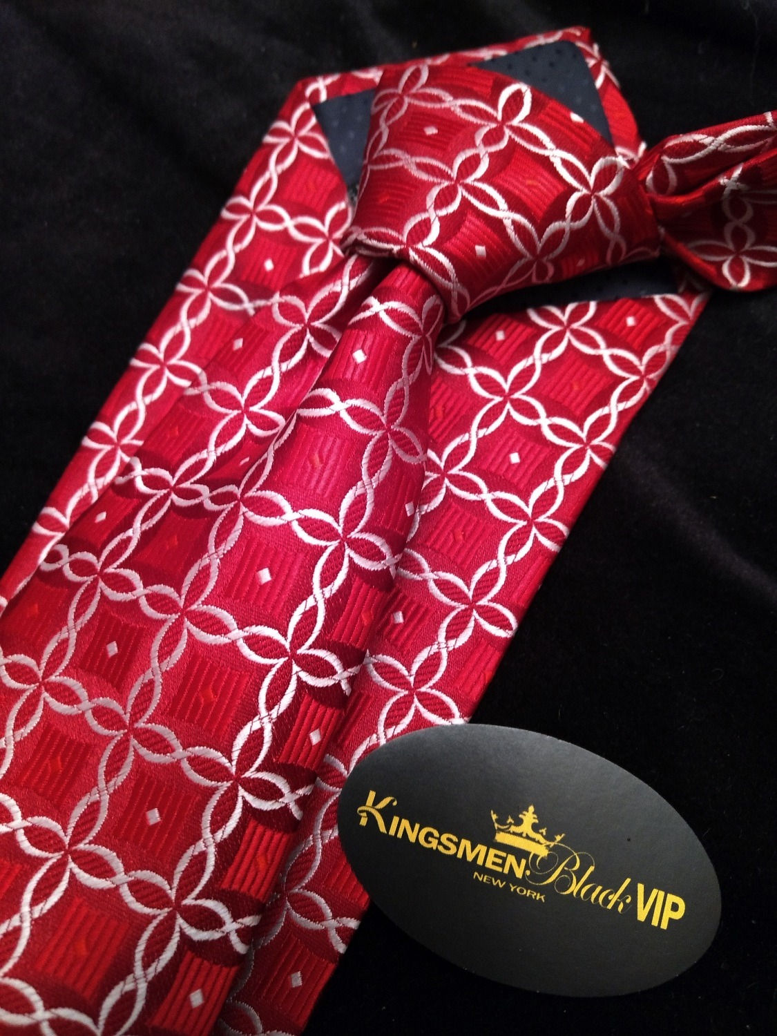 KINGSMEN CROWN COLLECTION NECK TIE 11-RED-SQ-10088