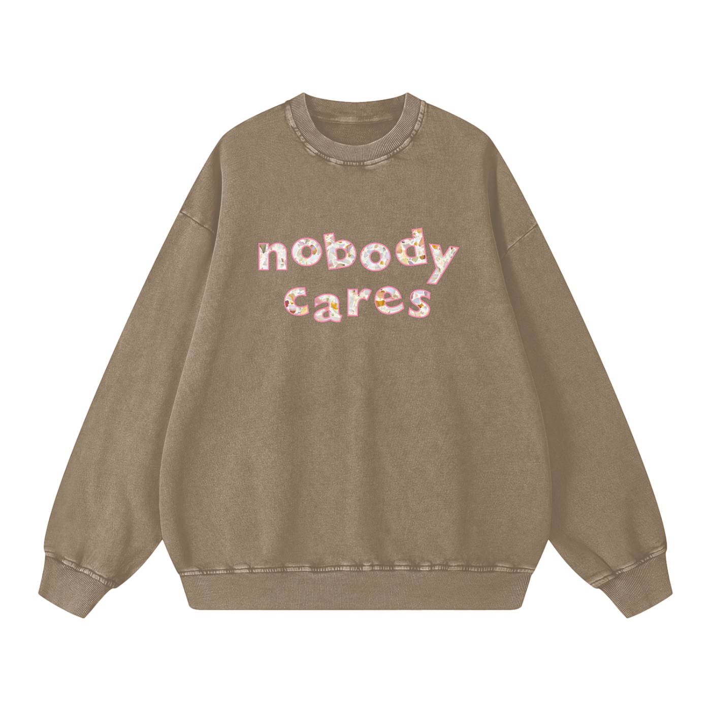 "NOBODY CARES" Acid Wash Oversize Sweatshirt - 360 GSM