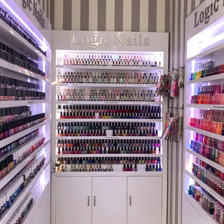 Nail polish collection closet at Logic Nails