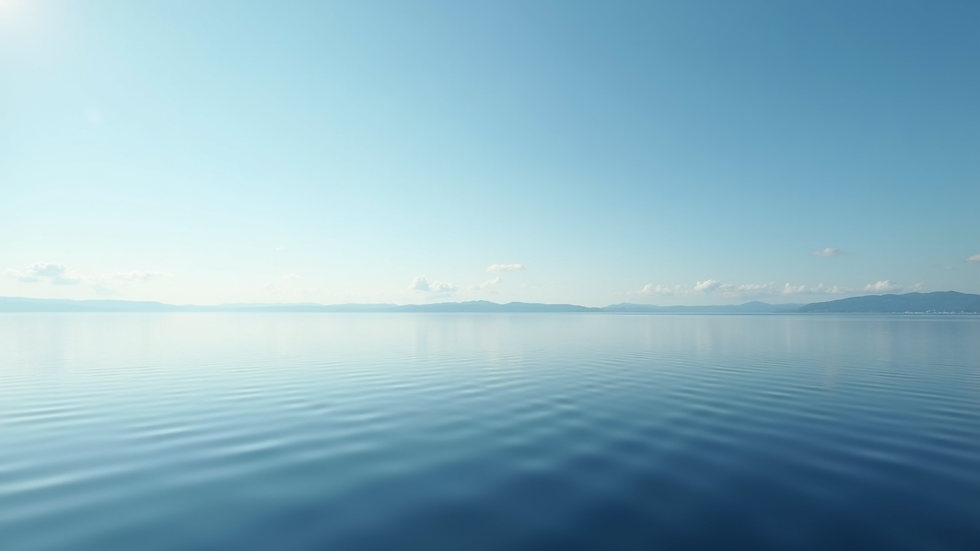 High angle view of a calm lake reflecting a clear blue sky