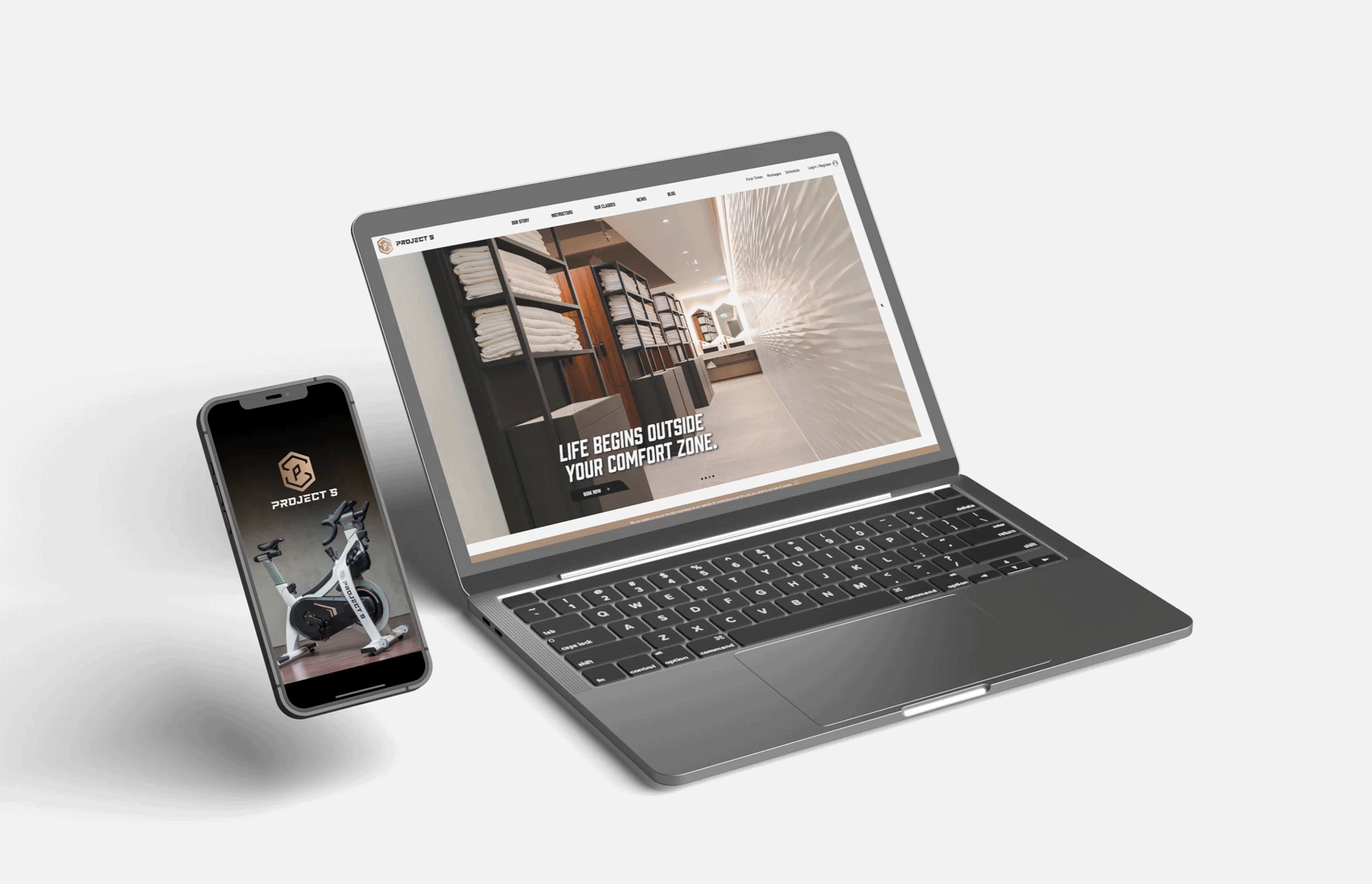 Project S Website Mockup on Laptop and Phone