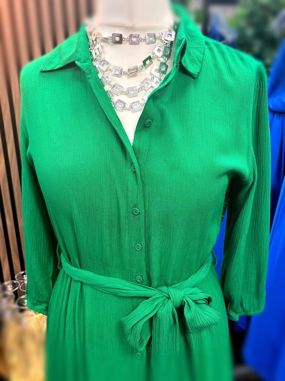 Thumbnail: Button up Maxi Shirt Dress - Emerald