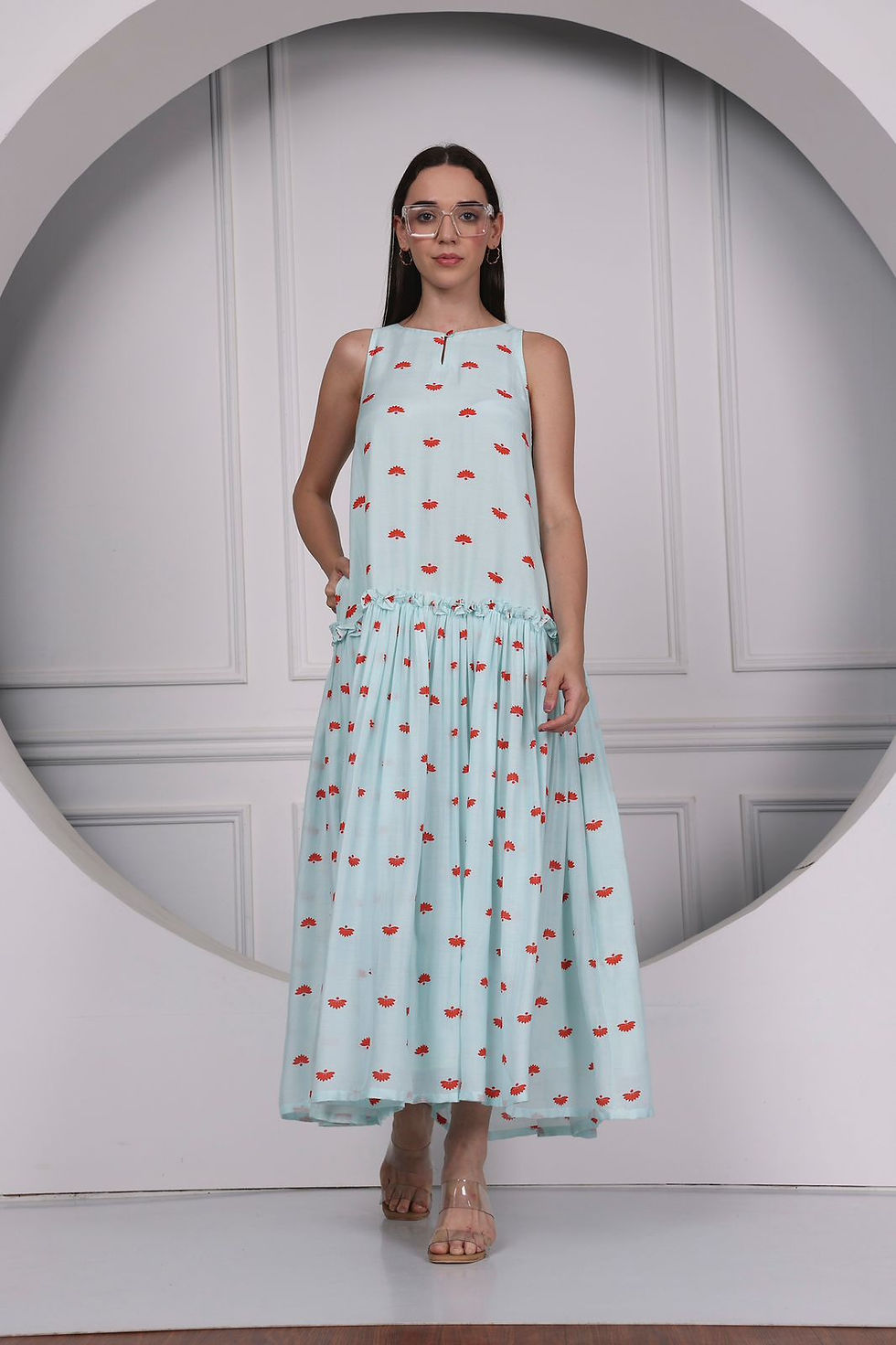 Patterned midaxi Dress - Turquoise