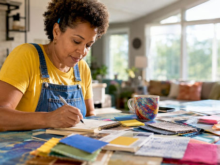 Homeowner planning ethical renovation at kitchen table