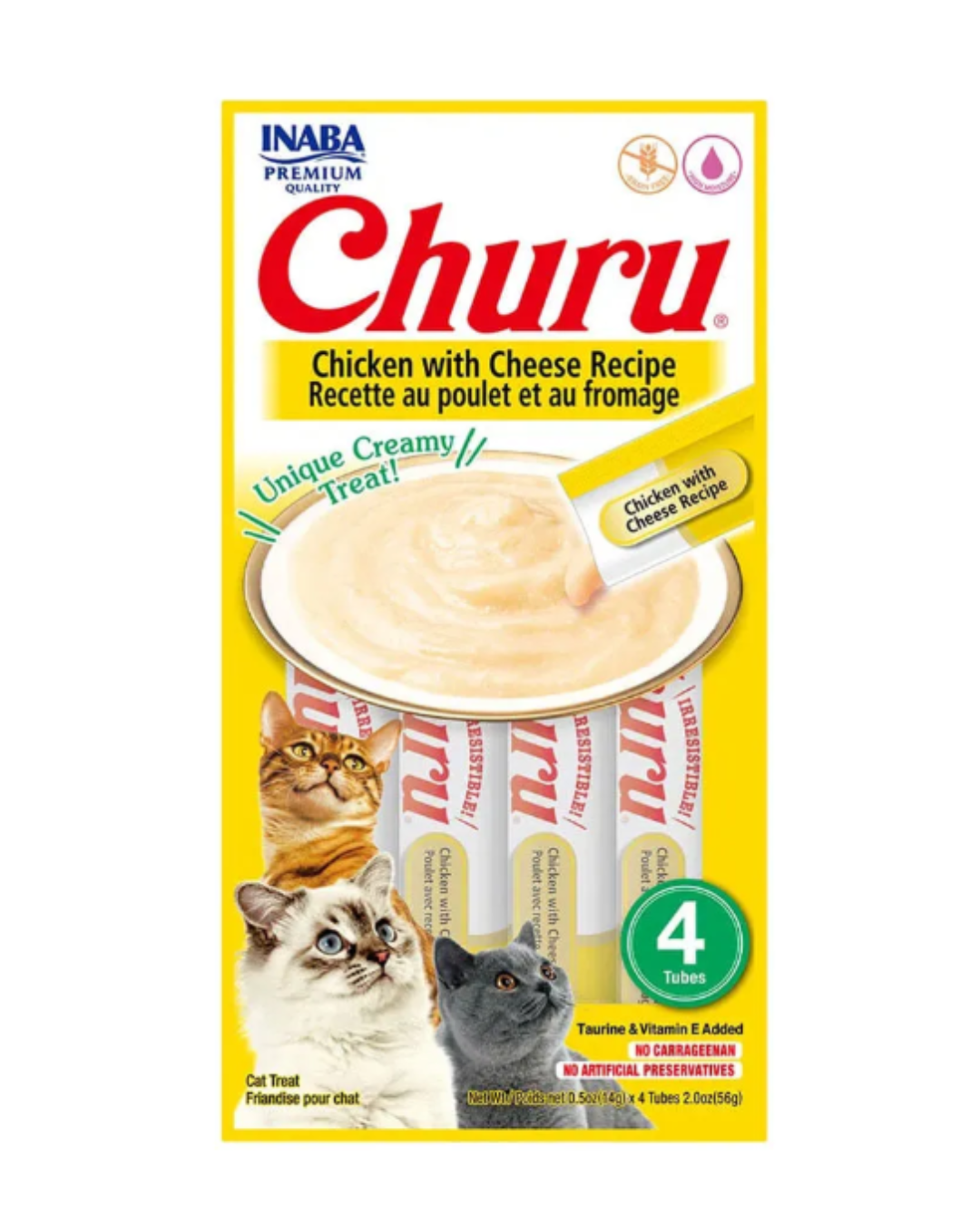 Petisco Churu Galinha e Queijo para Gatos.