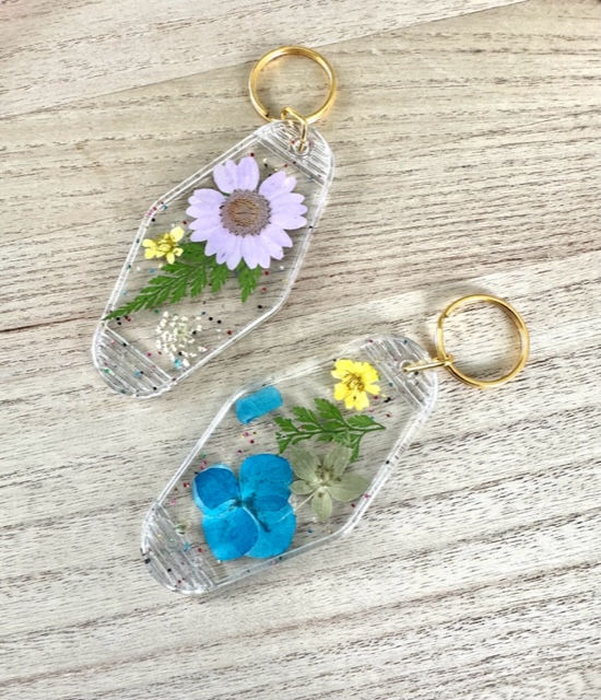 Pressed Floral Motel Keychain