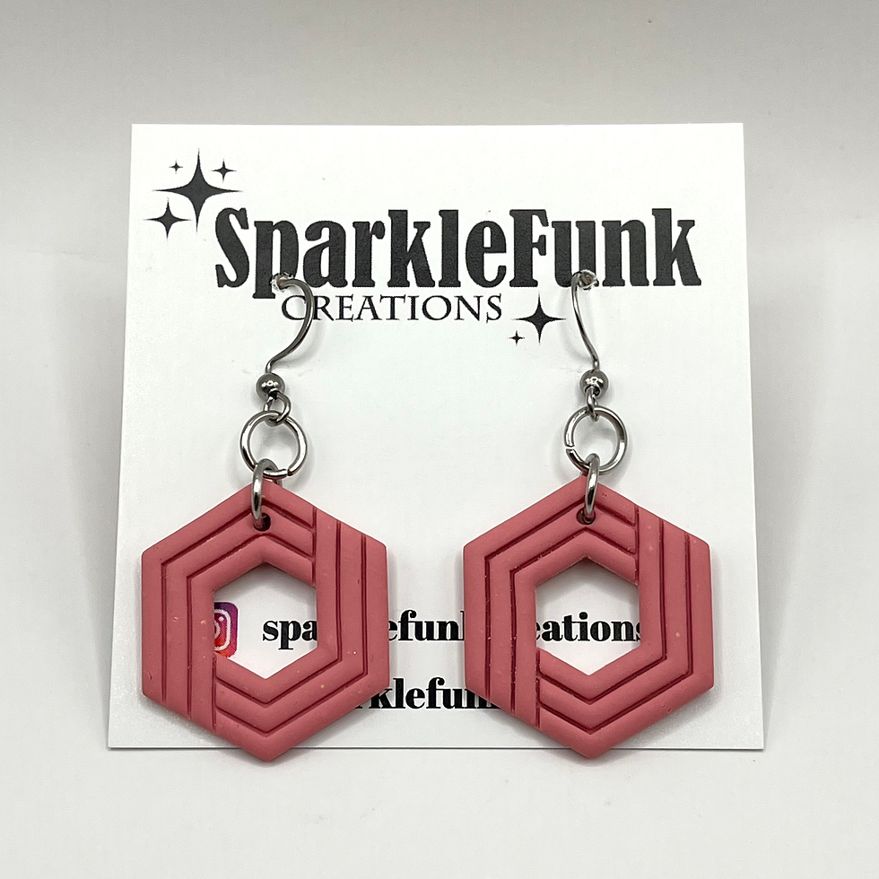 Thumbnail: Embossed Hexi dangle earrings, everyday earrings 