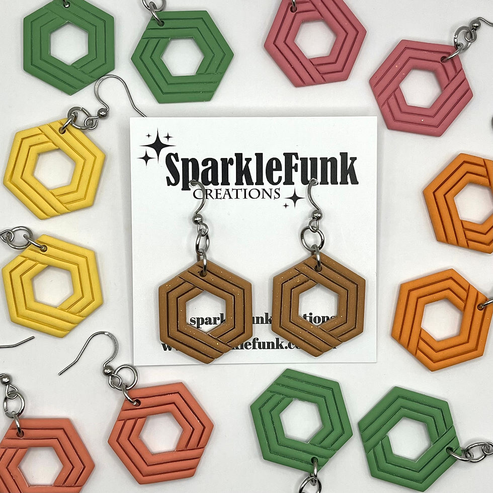 Embossed Hexi dangle earrings, everyday earrings