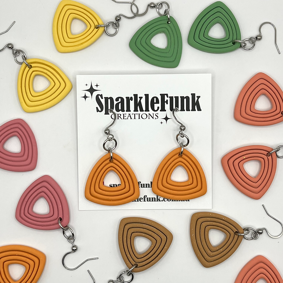 Embossed Tri dangle earrings, everyday earrings