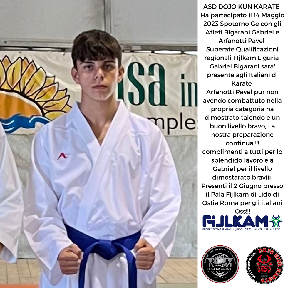 Qualificazioni nazionali campionati italiani karate Gabriel Bigarani presente