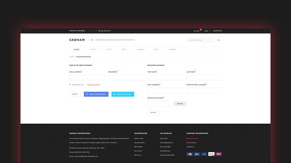 user interface design for clothing store
