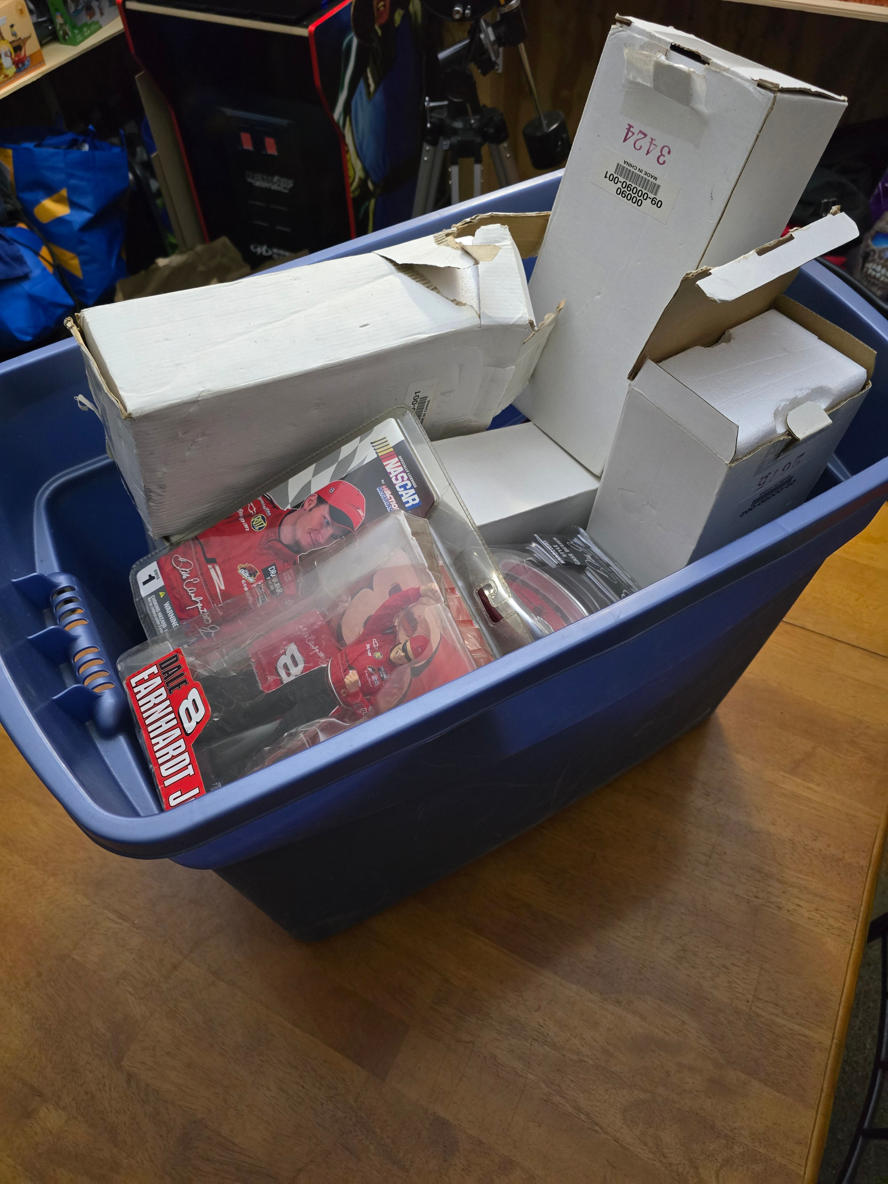 Bin of Dale Earnhardt Jr Memorabilia