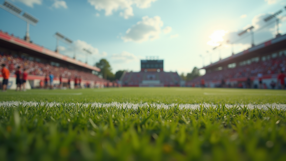 Eye-level view of a high school football field during a game