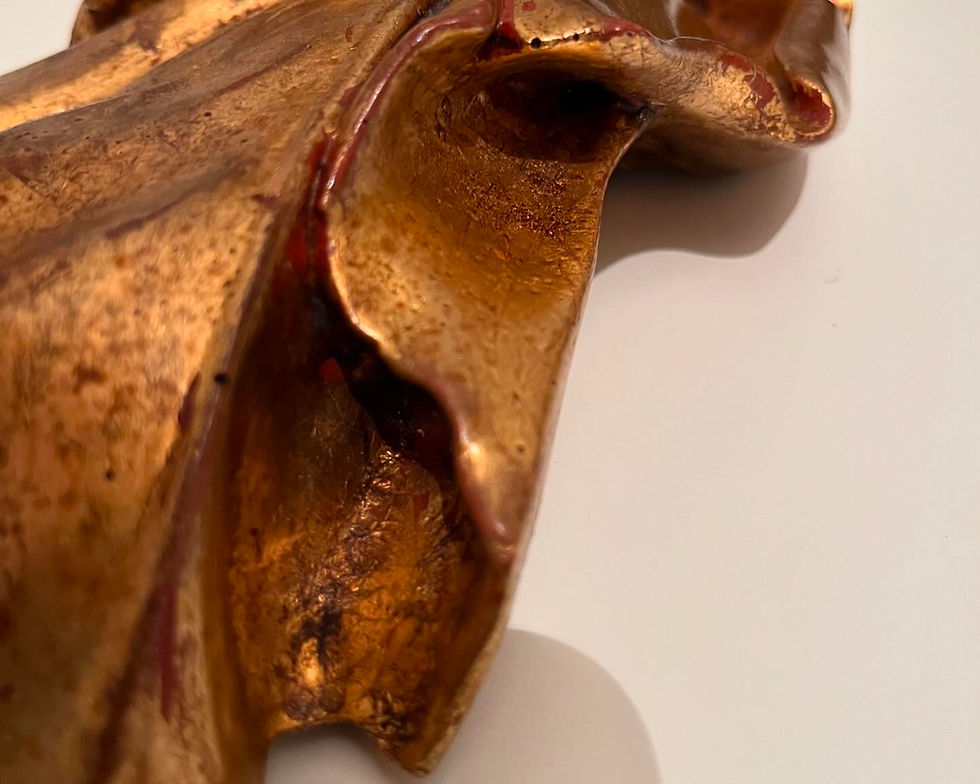 Thumbnail: Gilt leaf sculpture - antique gold, distressed