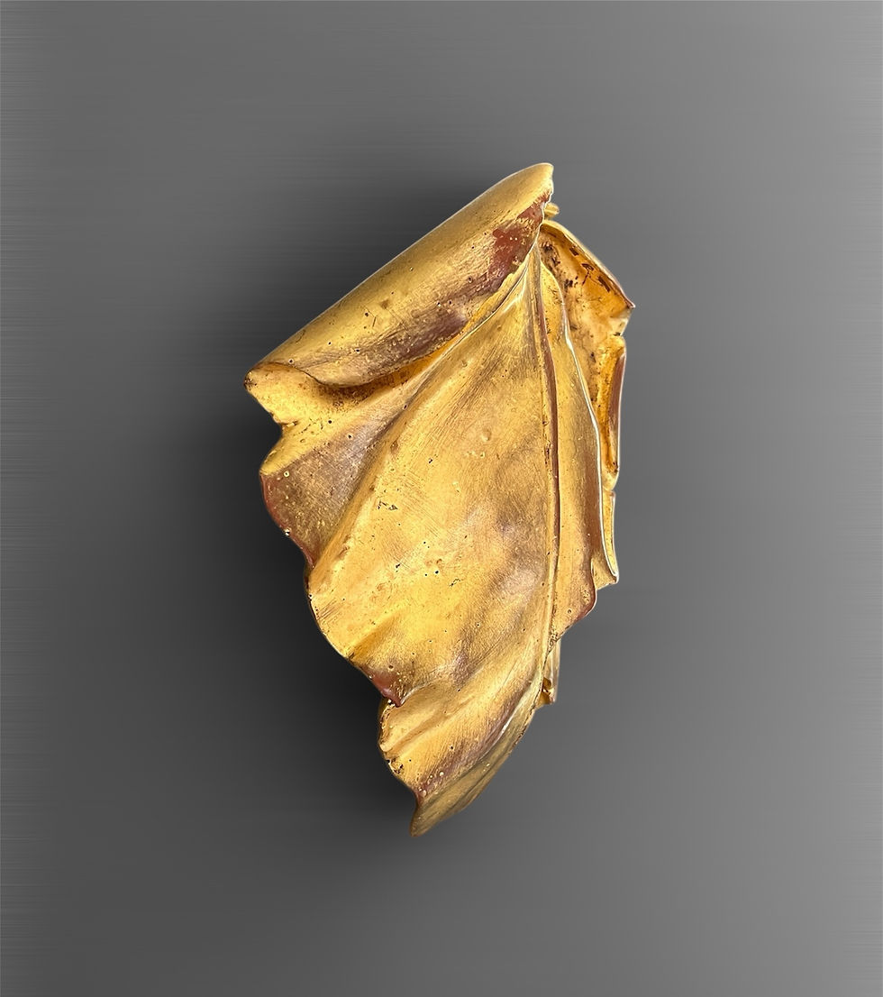 Thumbnail: Gilt leaf sculpture - bright gold, distressed