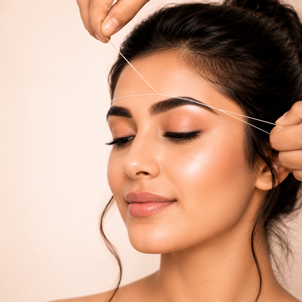 Threading Full Face, Eyebrows, upper lip, hair removal, eyebrows shape, cotton