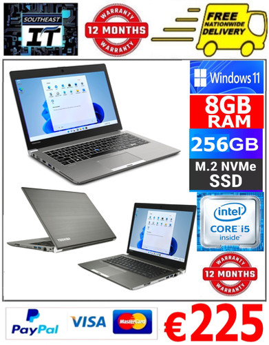 Toshiba Dynabook i5 8th gen 8gb ram 256gb nvme win 11 pro
