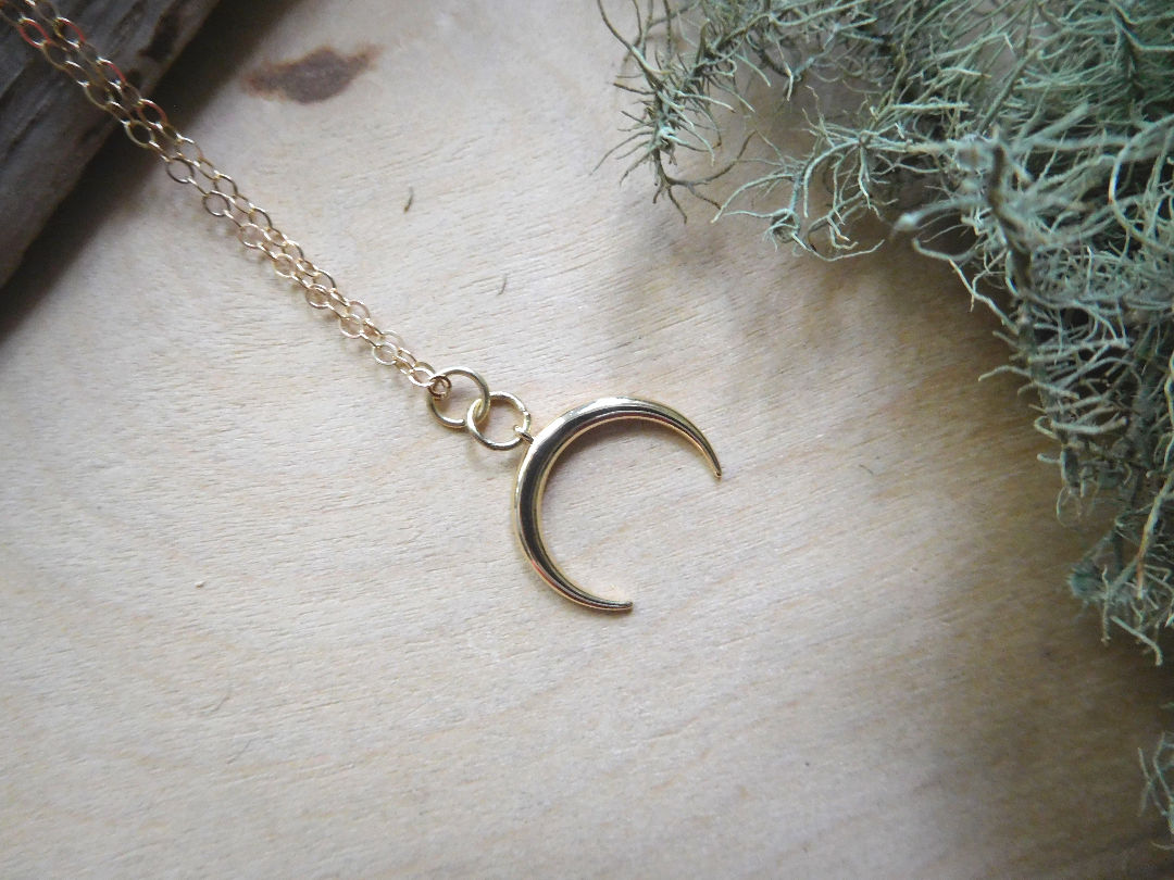 Small Gold Crescent Necklace