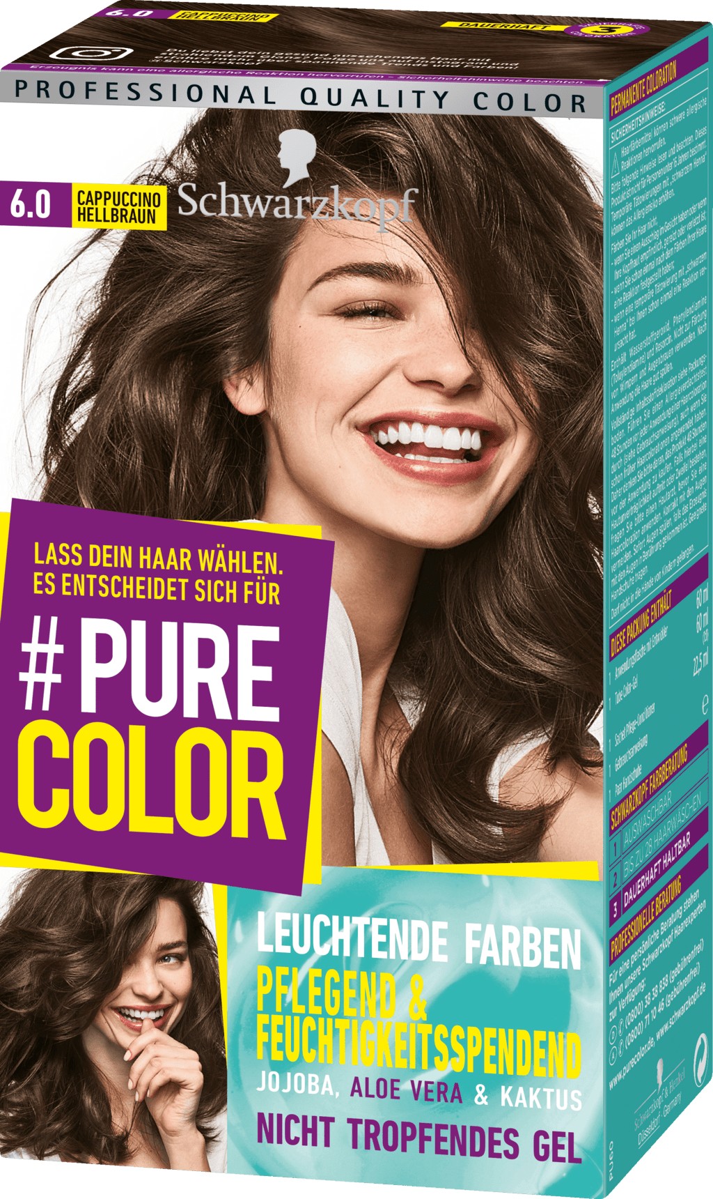 Schwarzkopf #Pure Color Hair color cappuccino light brown 6.0, 1 pc