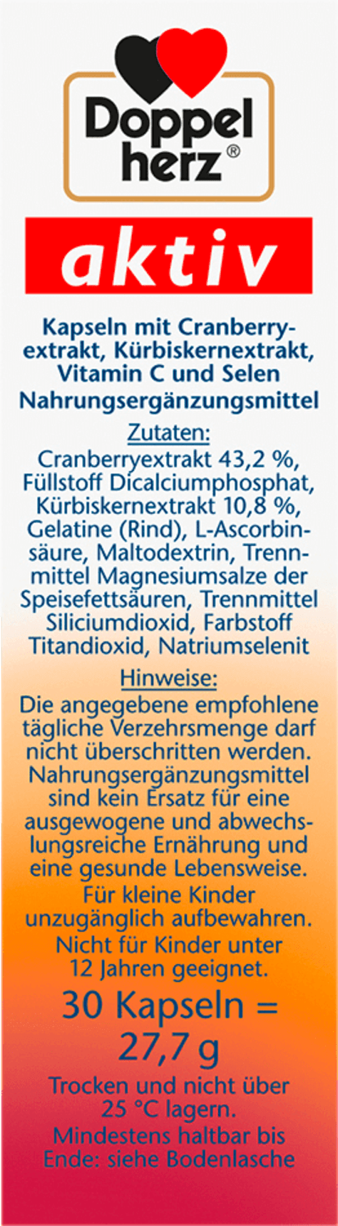 الصورة المصغرة: Best Cranberry, Pumpkin, Vitamin C, Selenium 30 Capsules, 27.7 g