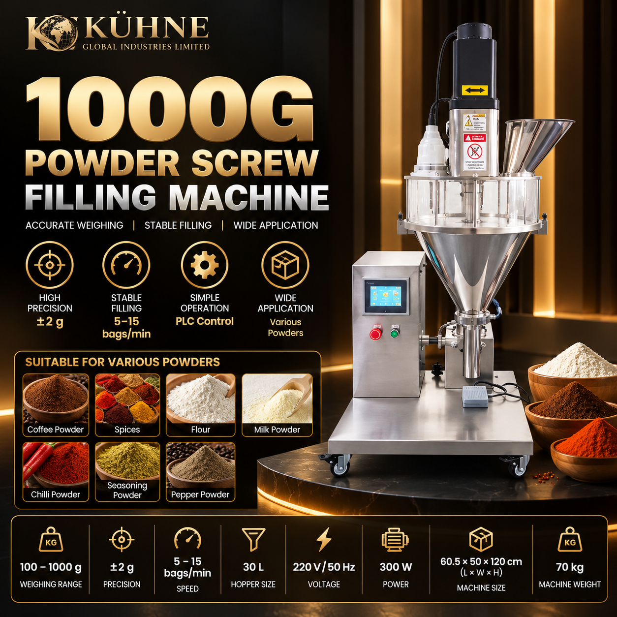 KÜHNE 1000g Powder Screw Filling Machine