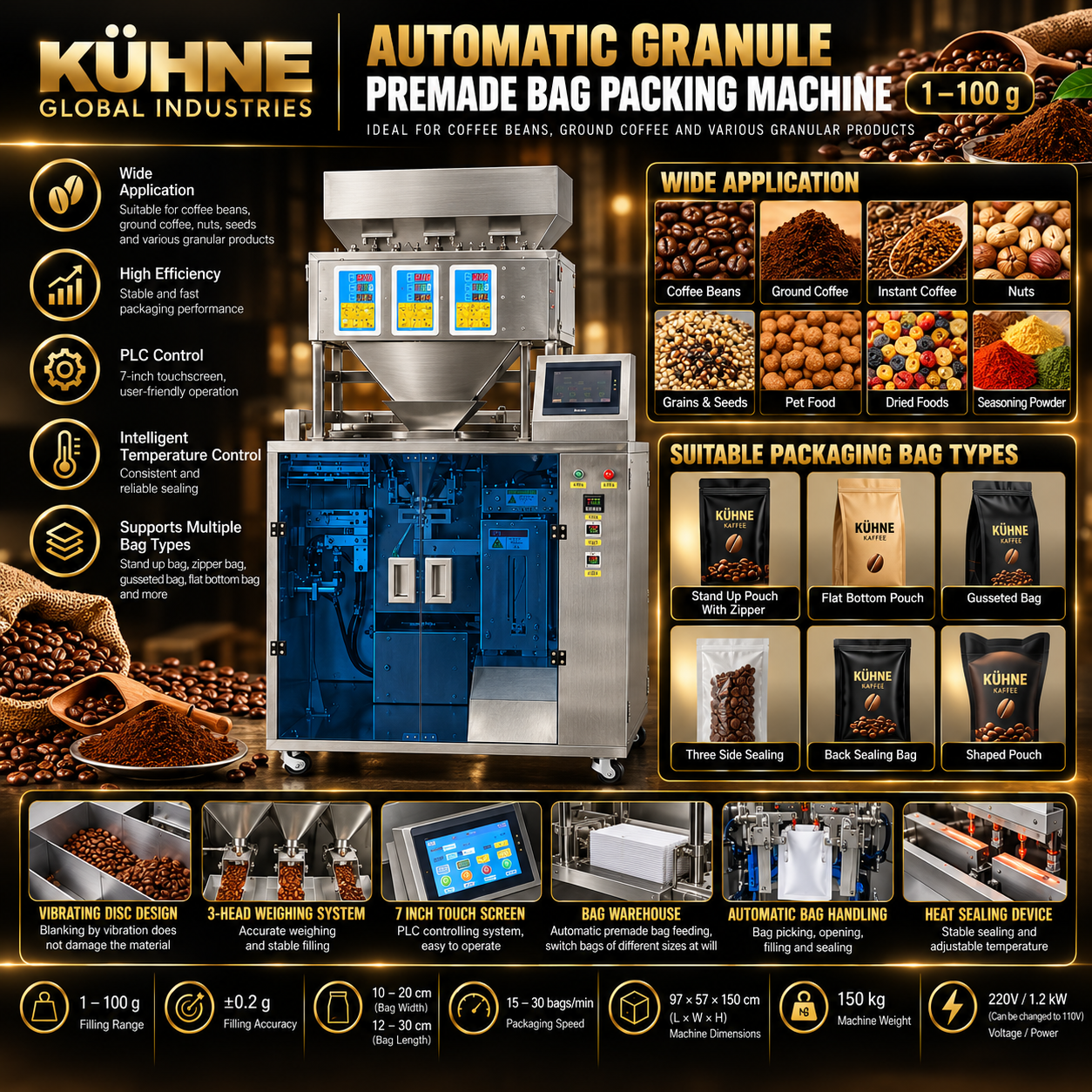 KÜHNE Automatic 100g Granule Premade Pouch Packing Machine