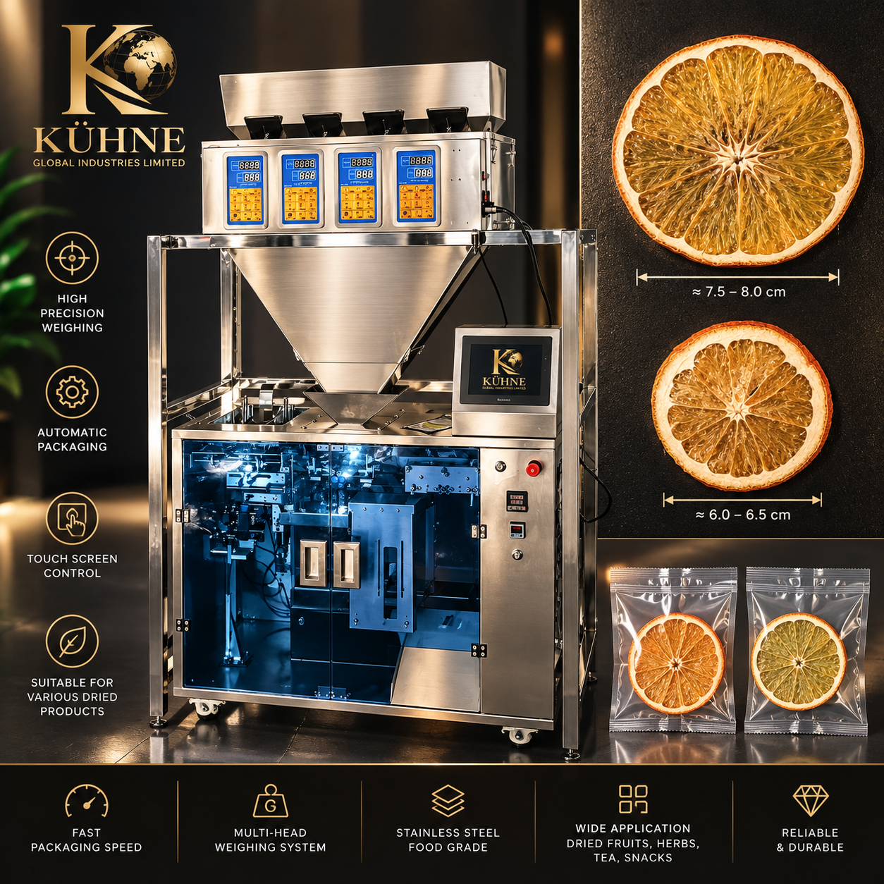 KÜHNE Automatic Coffee Bean Premade Pouch Packing Machine | 10–999 g