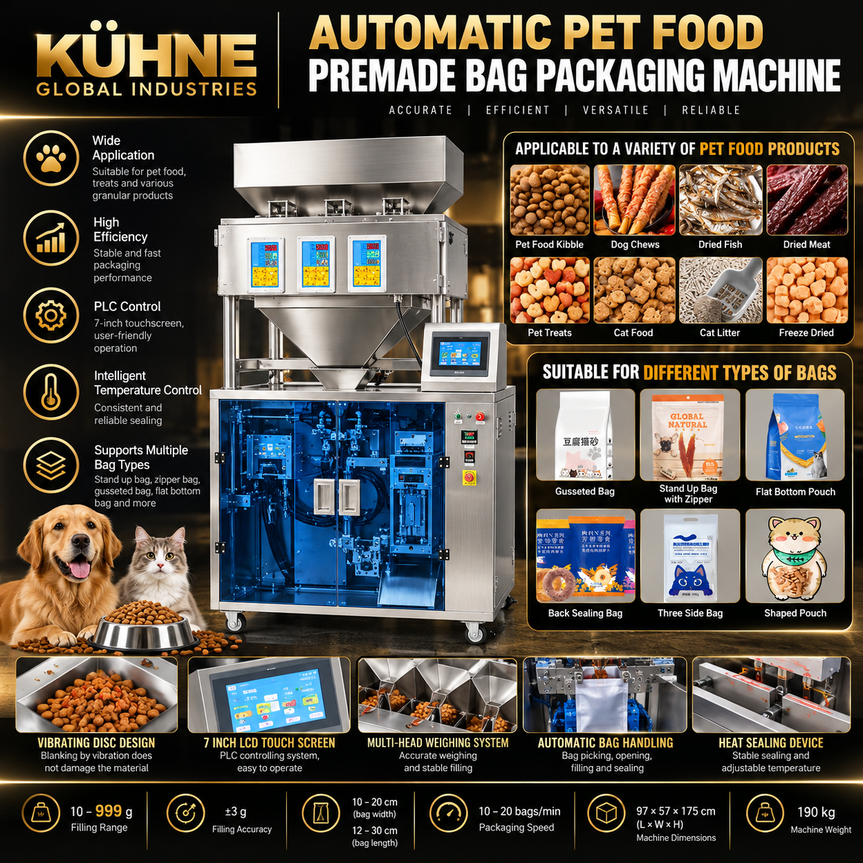 KÜHNE Automatic Pet Food Premade Pouch Packaging Machine