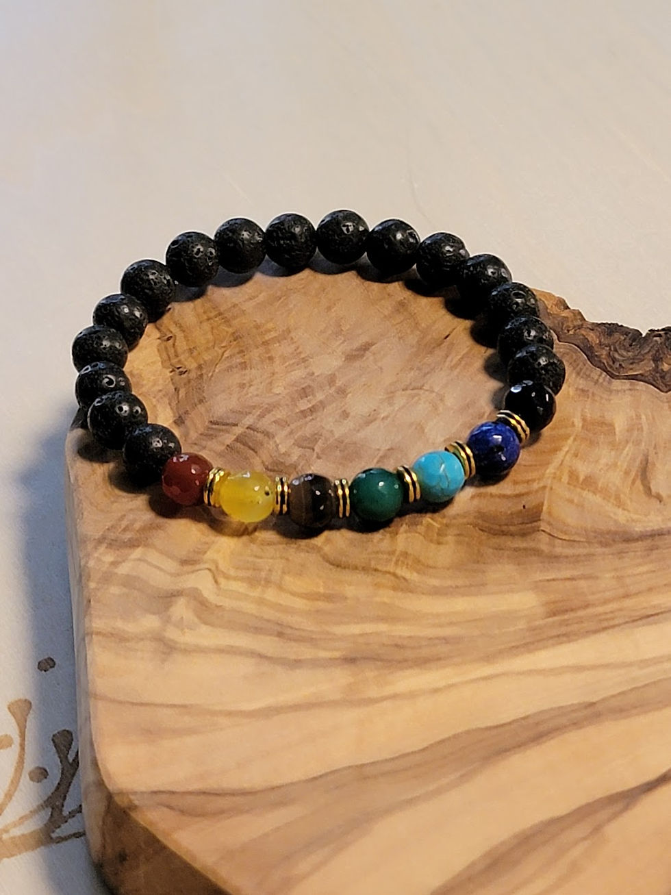 Thumbnail: Black lava and colorful beaded bracelet