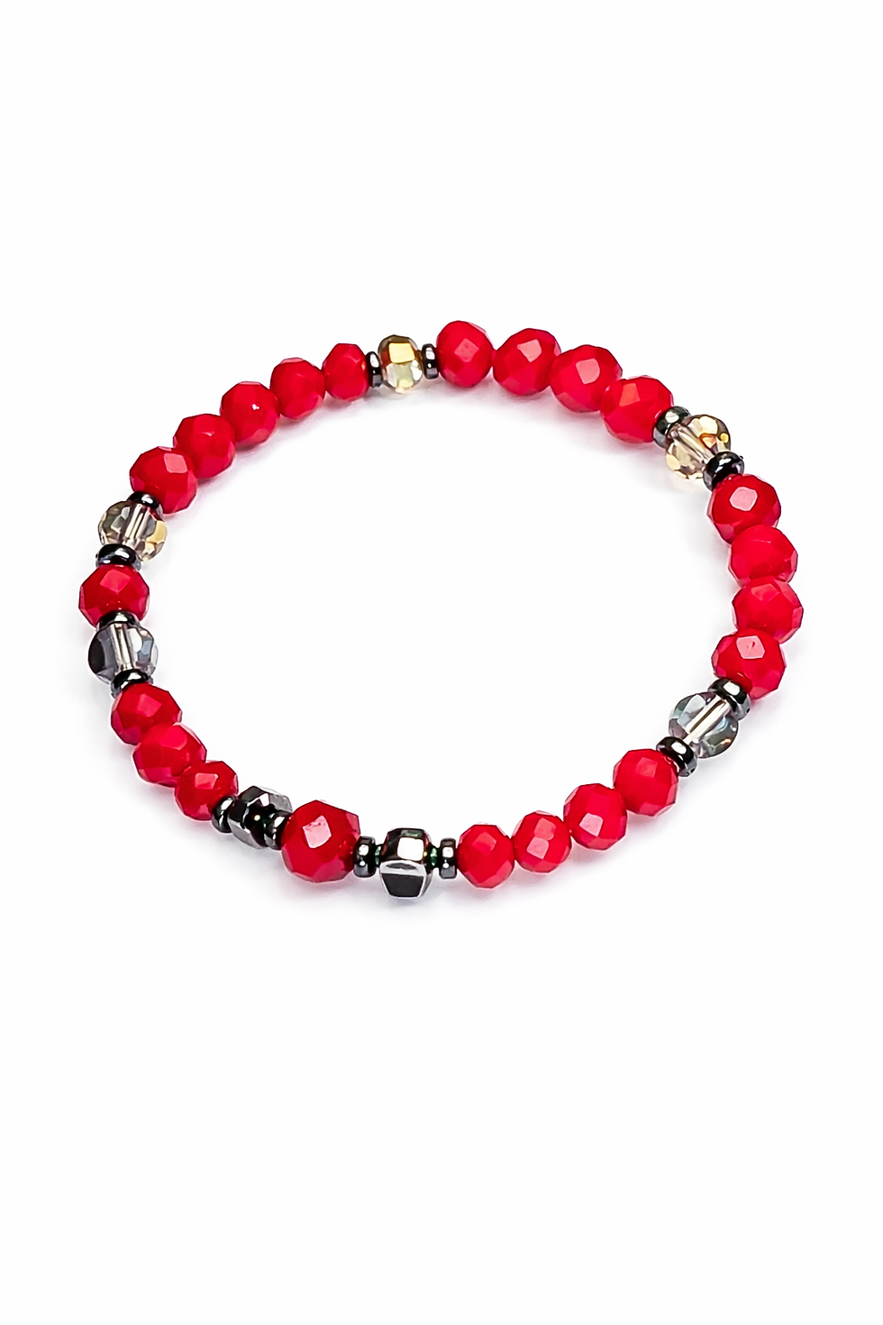 Thumbnail: Vibrant red Fuchsia Glow Rose Quartz stretch bracelet