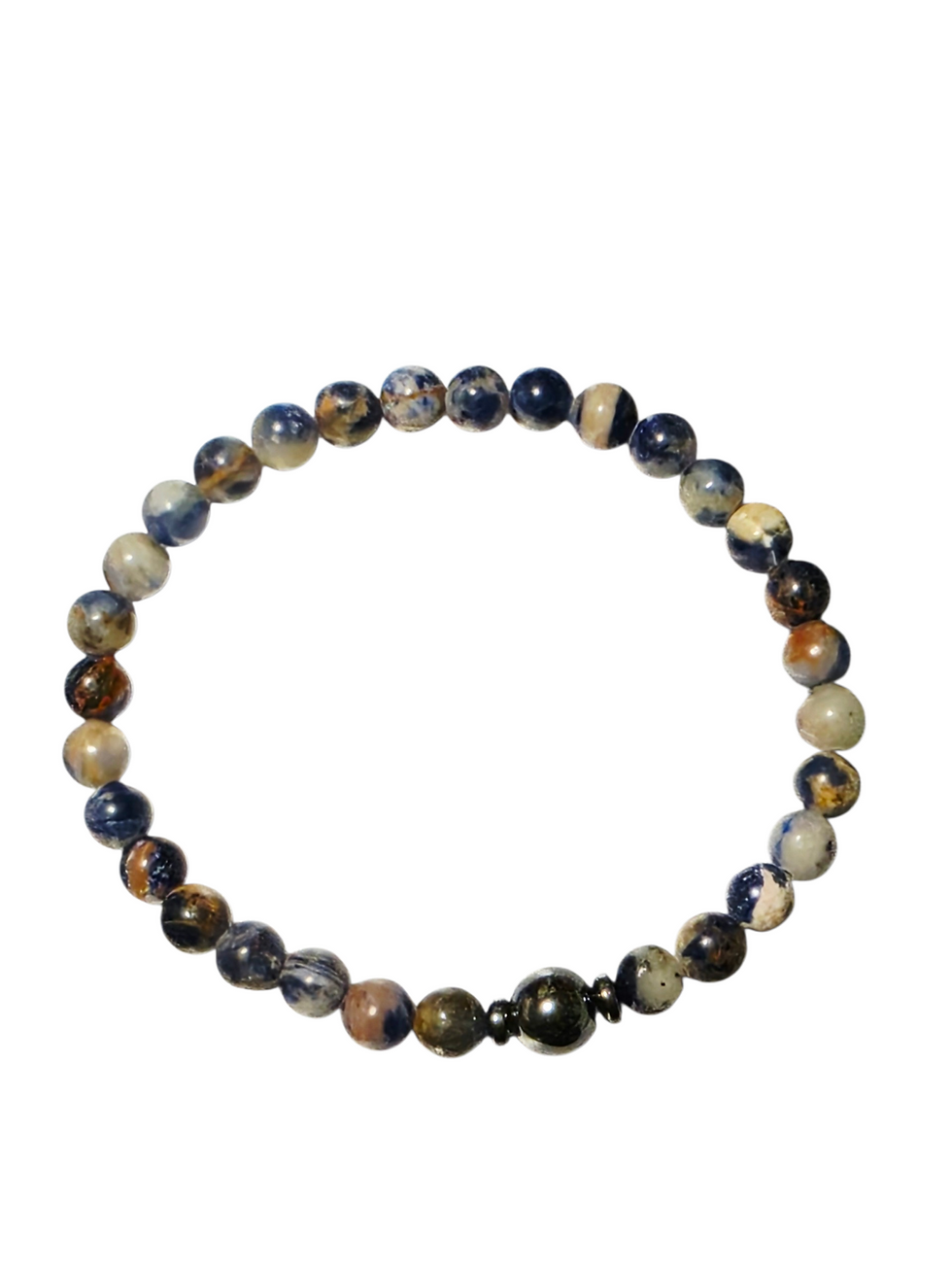 Thumbnail: 3-Piece Beaded Bracelet Stack – Blue Sodalite, Black Hematite & Black Glass 6mm