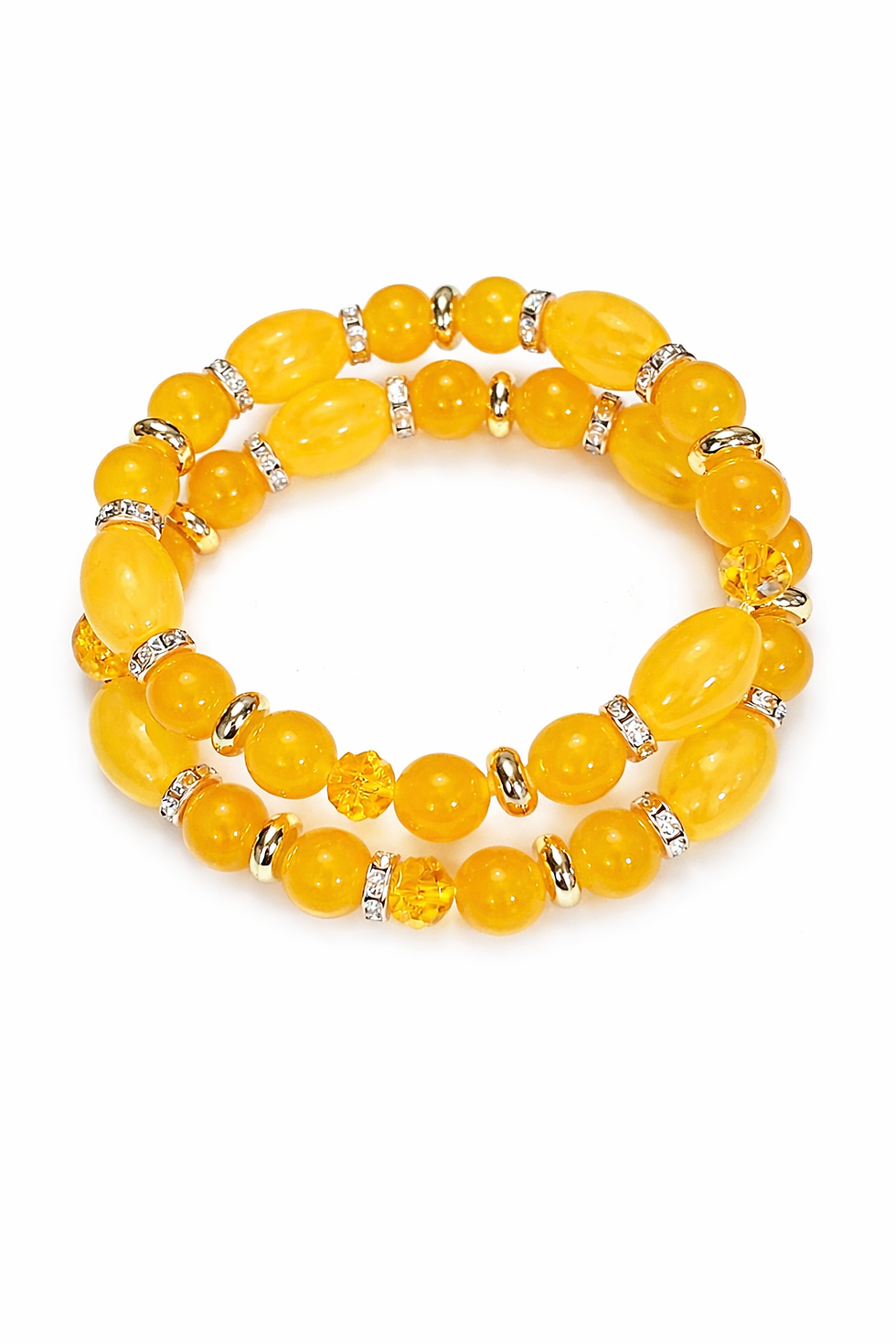 Vibrant yellow beaded stretch bracelets, perfect for stacking
