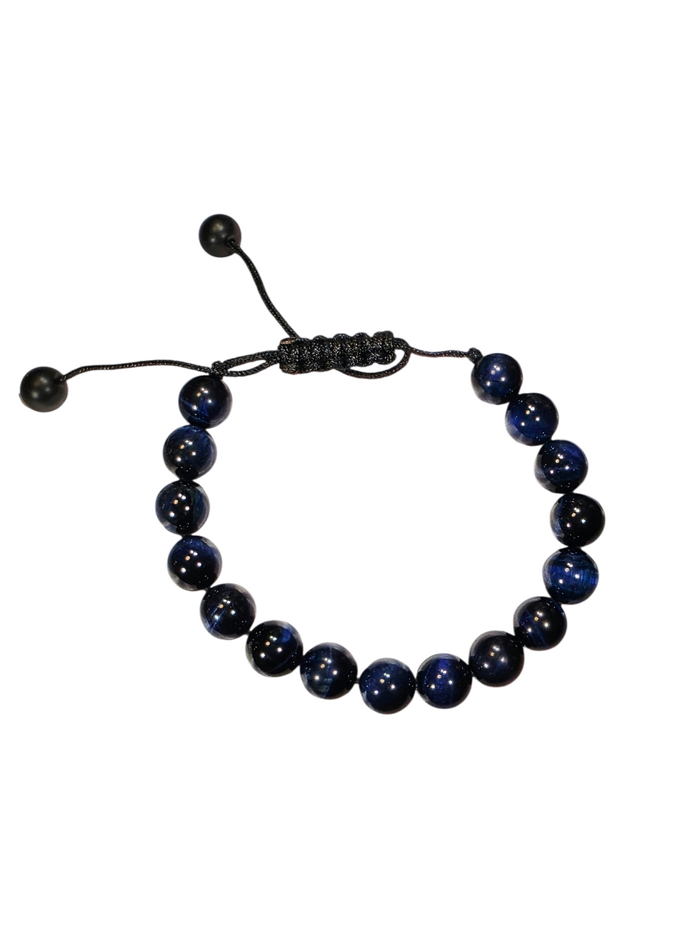 Thumbnail: Dark blue beaded bracelet with black adjustable string