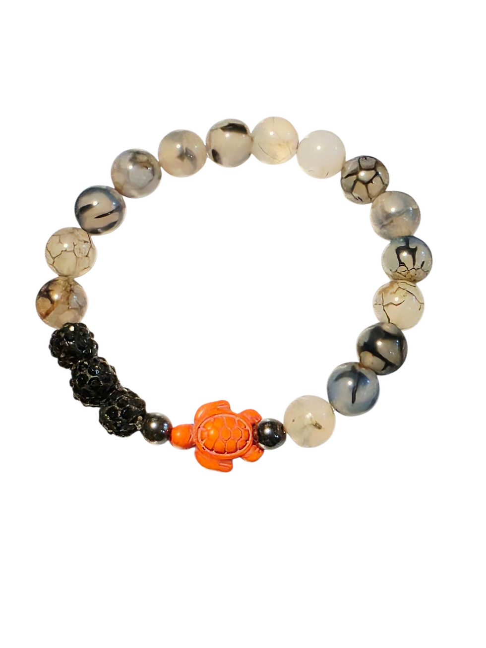 Stone Turtle Bracelet - Beaded Stretch Bracelet