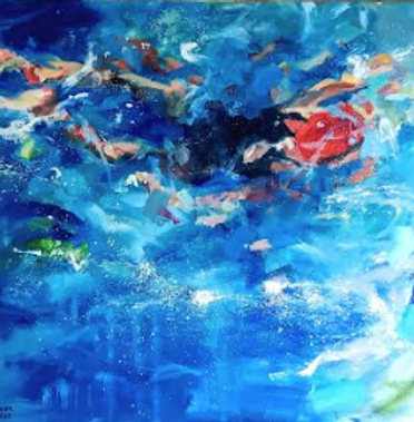 Swimmer with red cap