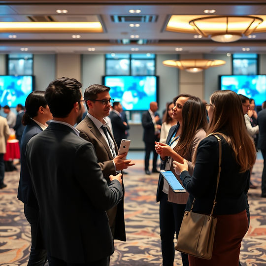 networking and learning professionals in an environment that looks like an in person confe