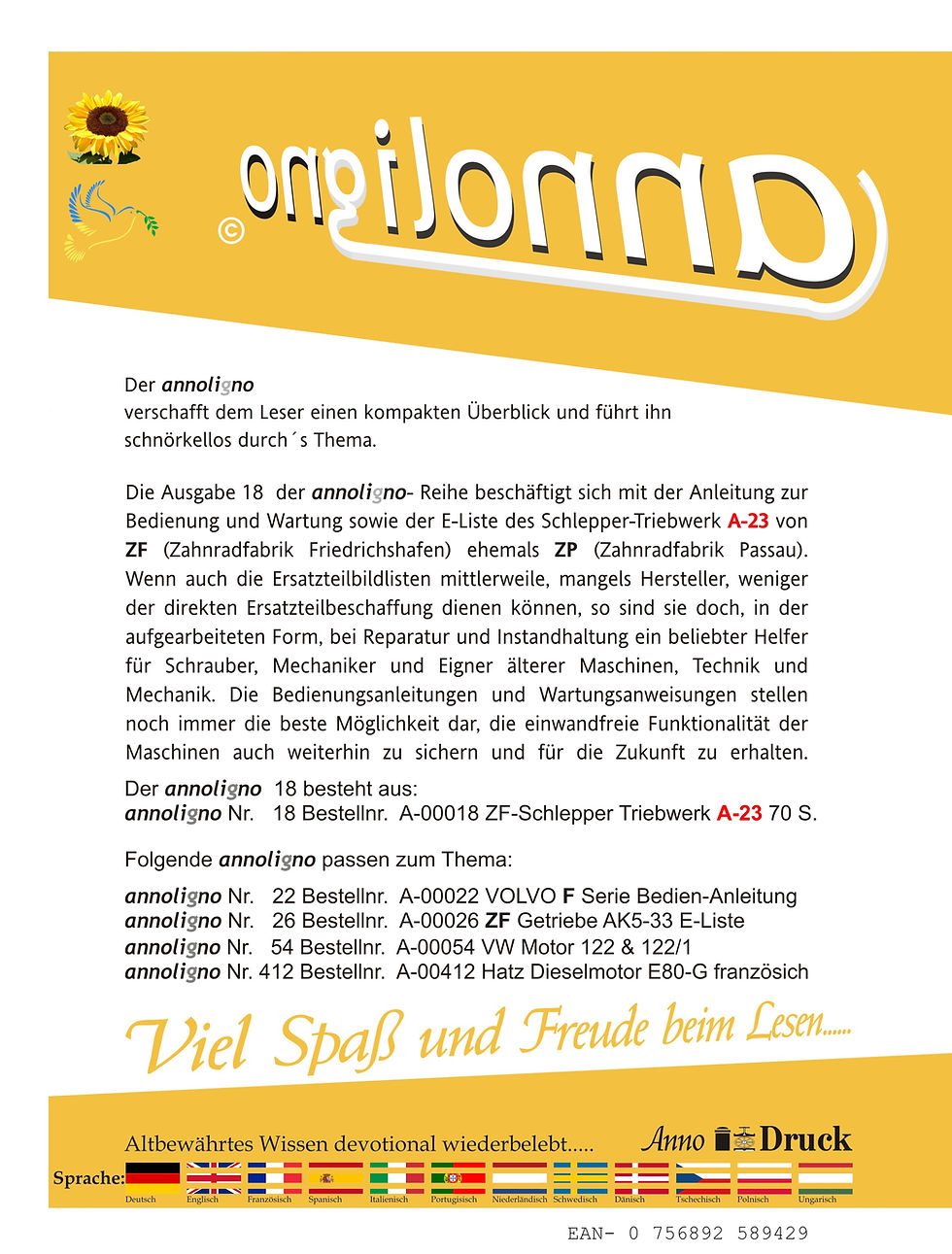 Miniaturbild: annoligno 18  Cover Rückseite Klappentext