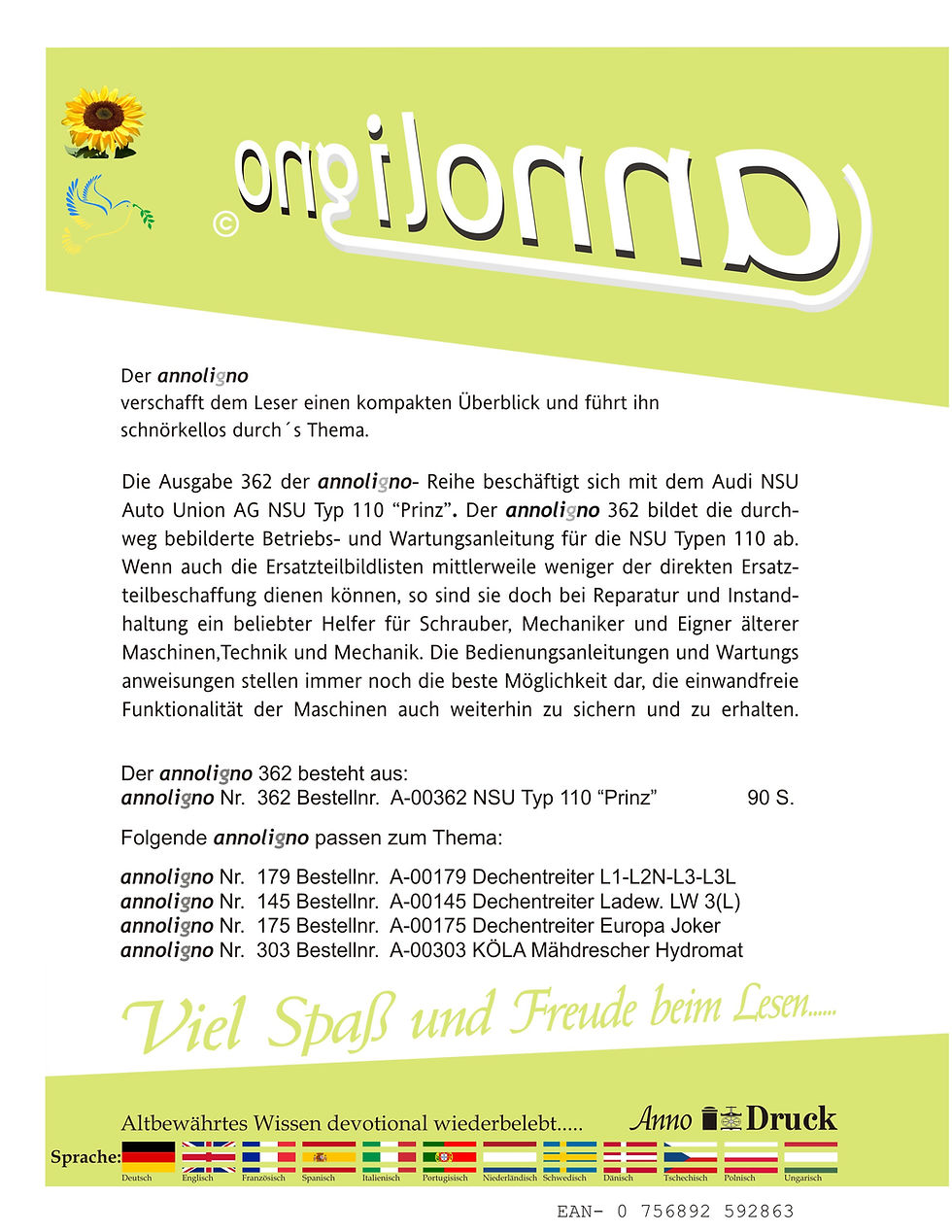 Miniaturbild: annoligno 362  Cover Rückseite Klappentext
