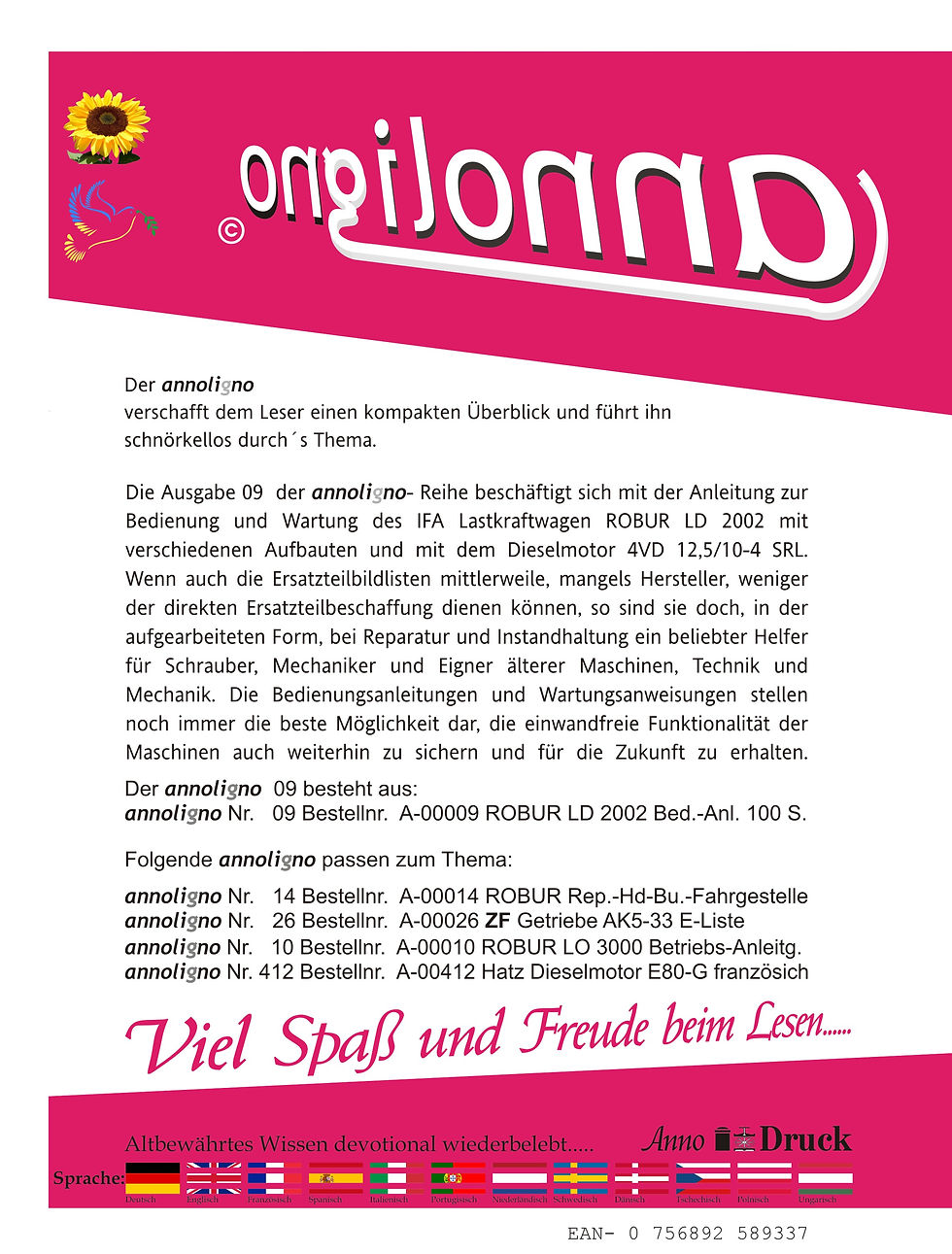 Miniaturbild: annoligno 09 Cover Rückseite Klappentext