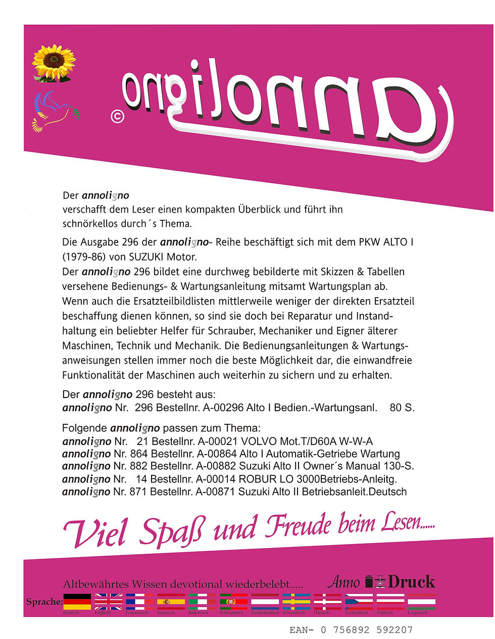 Miniaturbild: annoligno 296  Cover Rückseite Klappentext